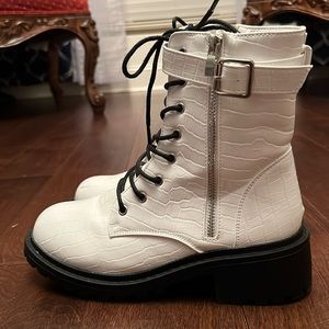 White Combat boots